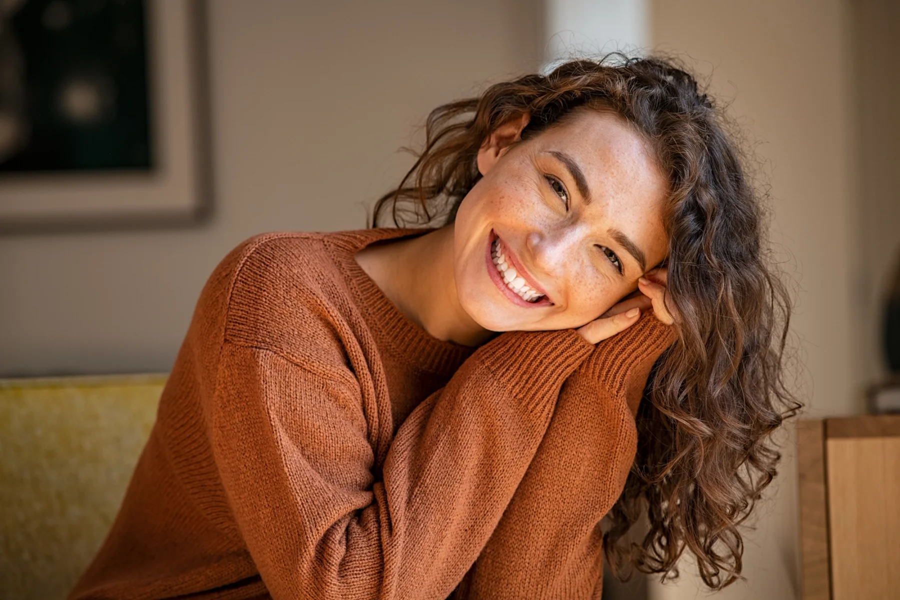 A patient smiling comfortably